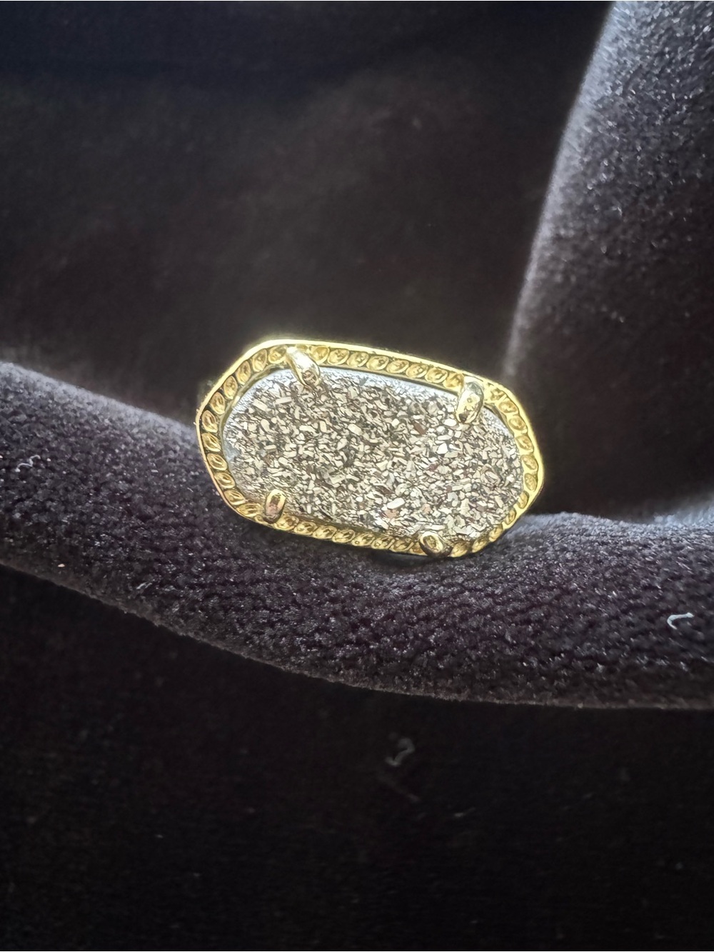 Kendra Scott Elyse Gold Platinum Drusy Ring Size 7